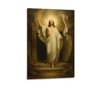 DHHMTPIYS Peinture à l'huile sur toile représentant le Christ, la résurrection de Jésus, avec drapeau de la croix et décoration murale moderne pour chambre à coucher, 40 x 60 cm
