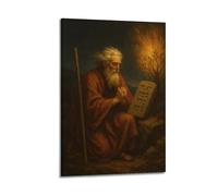 DHHMTPIYS Peinture à l'huile sur toile représentant le Christ - Prophète priant en brûlant un arbre - Décoration murale moderne pour chambre à coucher - 40 x 60 cm