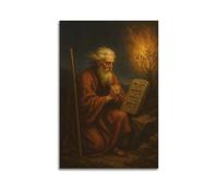 DHHMTPIYS Peinture à l'huile sur toile représentant le Christ - Prophète priant en brûlant un arbre - Décoration murale moderne pour chambre à coucher - 20 x 30 cm