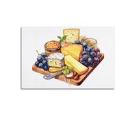DHHMTPIYS Poster décoratif gastronomique avec raisins, plateau de fromages et raisins, décoration murale moderne pour chambre à coucher familiale (60 x 90 cm)