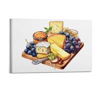 DHHMTPIYS Poster décoratif gastronomique avec raisins, plateau de fromages et raisins, décoration murale moderne pour chambre à coucher familiale (60 x 90 cm)