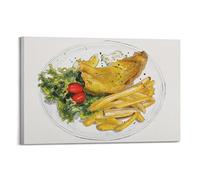 DHHMTPIYS Poster décoratif sur toile « Fish And Chips » avec des verts - Décoration murale moderne pour chambre à coucher familiale - 40 x 60 cm