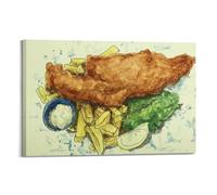 DHHMTPIYS Poster décoratif sur toile « Fish and Chips » avec trempette à la menthe - Affiches murales et décoration murale moderne pour chambre à coucher familiale - 40 x 60 cm