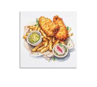 DHHMTPIYS Poster décoratif sur toile « Fish And Chips » avec trempette d'avocat - Décoration murale moderne pour chambre à coucher familiale - 40 x 40 cm