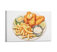 DHHMTPIYS Poster décoratif sur toile « Fish And Chips » avec trempettes - Décoration murale moderne pour chambre à coucher - 20 x 30 cm