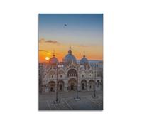 DHHMTPIYS Toile murale décorative avec architecture religieuse rétro italienne de Venise Saint Marc et basilique - Décoration murale moderne pour chambre à coucher - 50 x 75 cm