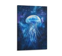 DHHMTPIYS Toile murale décorative style aquarelle avec méduses et ciel étoilé 50 x 75 cm