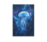DHHMTPIYS Toile murale décorative style aquarelle avec méduses et ciel étoilé 50 x 75 cm