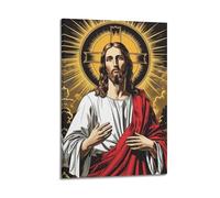 DHHMTPIYS Toile murale décorative sur toile avec fond de croix et bande dessinée Jésus 30 x 45 cm