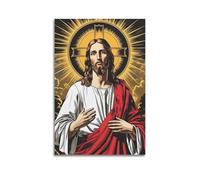 DHHMTPIYS Toile murale décorative sur toile avec fond de croix et bande dessinée Jésus 30 x 45 cm
