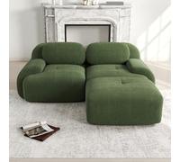 DHHU 208 cm Canapé d'angle Convertible, canapé compressé, 2 Places pour Salon,Moderne avec Pouf, canapé modulaire en Velours côtelé en Forme de L, Assise Extra Profonde, Aucun Assemblage requis