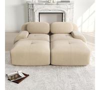DHHU 208 cm Canapé d'angle Convertible, canapé compressé, 2 Places pour Salon,Moderne avec Pouf, canapé modulaire en Velours côtelé en Forme de L, Assise Extra Profonde, Aucun Assemblage requis