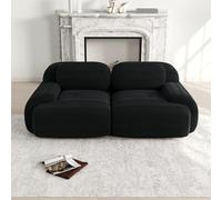 DHHU 208 cm Canapé d'angle Convertible, canapé compressé, 2 Places pour Salon,Moderne avec Pouf, canapé modulaire en Velours côtelé en Forme de L, Assise Extra Profonde, Aucun Assemblage requis