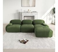 DHHU 298 cm Canapé d'angle Convertible, canapé compressé, 3 Places pour Salon,Moderne avec Pouf, canapé modulaire en Velours côtelé en Forme de L, Assise Extra Profonde, Aucun Assemblage requis