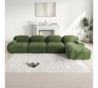 DHHU 388 cm Canapé d'angle Convertible, canapé compressé, 4 Places pour Salon,Moderne avec Pouf, canapé modulaire en Velours côtelé en Forme de L, Assise Extra Profonde, Aucun Assemblage requis