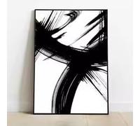 DHHXY Affiche abstraite sur toile, style minimaliste, coups de pinceau noirs et blancs, décoration murale moderne pour galerie d'art (60 x 80 cm/sans cadre)