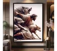 DHHXY Affiche religieuse sainte : Dieu, Jésus et le Saint-Esprit, Sacré-Cœur, Jésus le Berger, peinture sur toile, décoration intérieure (40 x 60 cm/montage galerie)