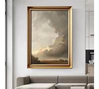 DHHXY Affiche vintage représentant un paysage de ciel avec des nuages et des oiseaux (60 x 90 cm, montée sur châssis).