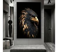 DHHXY Aigle noir et or, peinture murale animale, impression sur toile, pour chambre à coucher, salon, impression murale, décoration murale 60x85 cm sans cadre