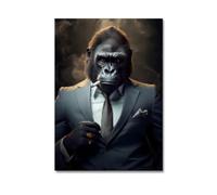 DHHXY Gorilla Wear Costume Toile Impression Mur Art Peinture Abstraite Animaux Singes Affiche Photo Décor Moderne 50x75 cmPas de Cadre