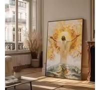 DHHXY Grande affiche moderne chrétienne représentant Jésus, impression religieuse sur toile, lumière divine, décoration pour la maison ou le salon (80 x 120 cm/châssis entoilé).