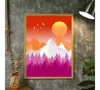 DHHXY Grande toile abstraite de montagne, peinture de paysage naturel, impression d'image de forêt, décoration murale rustique et moderne (35 x 50 cm/sans cadre)