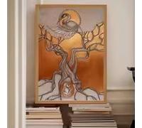 DHHXY Grande toile imprimée représentant une grue japonaise, style zen, minimaliste, représentant la nature, idéale pour un salon moderne (60 x 80 cm/Toile tendue sur châssis).