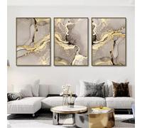 DHHXY Impression sur toile abstraite en marbre beige doré, affiches d'art mural de luxe, images, décoration d'intérieur moderne, 70 x 100 cm, sans cadre