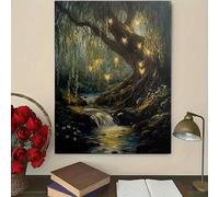 DHHXY Impression sur toile « Fée du saule magique », décoration murale Dark Academia, affiche esthétique rustique naturelle vintage (80x120cm/Montage galerie)