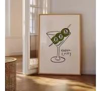 DHHXY Impression sur toile « Lucky Cocktail » : affiche murale « 8-ball Olive Martini » pour salon, chambre, cuisine et décoration intérieure modernes (35 x 50 cm/montage galerie).