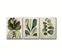 DHHXY Lot de 3 affiches bohèmes scandinaves à motifs de plantes et de fleurs vertes, art abstrait botanique moderne, décoration murale (30 x 40 cm x 3 / sans cadre)