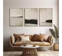 DHHXY Modern Neutral Minimalist Beige and Black @ Abstract Wall Art Posters Prints Canvas Painting Decor XXL 42x60cmX3No Frame