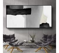 DHHXY Peinture à l'huile abstraite en noir et blanc sur toile, impression d'art mural moderne, affiche, décoration de salon, décoration intérieure (80 x 120 cm/châssis entoilé)