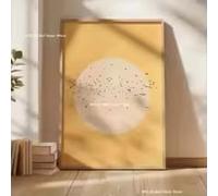 DHHXY Tableau abstrait japonais sur toile, oiseau soleil jaune, grue blanche, art mural, affiche, décoration moderne pour salon, chambre ou maison (70 x 100 cm/Toile tendue sur châssis)