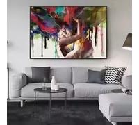 DHHXY Tableaux abstraits sur toile représentant un couple d'amoureux - Affiches et impressions murales modernes - Portraits sur toile pour chambre à coucher (60x90cm/sans cadre)