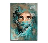 DHHXY Visage de femme abstrait avec voile vert Impression Sur Toile XXL peinture affiche d'art mural impression portrait féminin photo pour salon 70x100 cm sans cadre