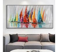 DHHXY Voilier coloré Impression Sur Toile XXL scandinave classique rétro océan grand voilier mur art toile affiche impression bureau décor 80x160 cm sans cadre