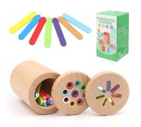 DHINCHANSAIB Jouet Montessori de tri et d'empilement, Jouet Bebe Montessori en Bois1 2 3 an, Motricité Fine Jeu Éducatif, Cadeau pour Apprendre à Compter et à colorier Les Enfants de 3 Ans Plus