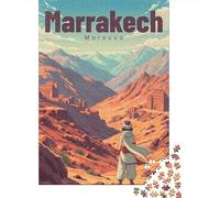 d'hiver Girl Overlooking Atlas Mountains in Pastel Dawn Puzzle en Bois