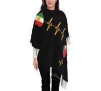 D'Hiver Longues Douces Nouveauté Femmes Battement De Cœur Imprimé Drapeau Kurde Enveloppements Franges Anti-Froid Châle Étole Pour Robe De Soirée Mariage Demoiselle D'Honneur Anniversaire Kurdistan