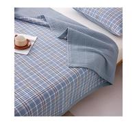DHJKFU Couverture de lit 1 2 Personnes en Coton Léger Couvre-Lit Matelassé à Carreaux avec 2 taies d'oreiller pour lit Simple Double(Blue,250x230cm 1 Piece)