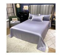 DHJKFU Draps Plats 2 Personnes 230x250cm Draps de lit d'été en Soie Glacée de Couleur Unie Drap de Dessus Super Doux Soyeux Lisse Respirant et Frais (Color : Grey A, Size : 230x250cm)