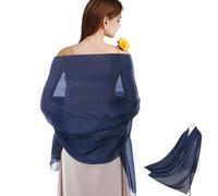 DHJWDUX 1 Pièce Etoles Mariage Châles Femme Foulard En Mousseline De Soiepour Robes De Mariée Robes De Soirée Vêtements Bleu Marine