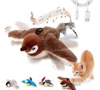 DHliIQQ Jouet interactif pour chat - Jouet pour chat - Oiseau volant automatique - Jouet pour chat avec queue de plumes - Jouet pour chat - Ailes battantes