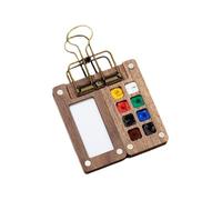DHliIQQ Mini palette d'aquarelle portable, mini boîte d'aquarelle en bois, ton de voyage, livre d'aquarelle, pinceau à croquis, aquarelle