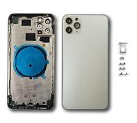 DHLK® Chassis Arriere en Vitre Compatible avec iPhone 11 Pro Max Back Cover Coque + Tiroir SIM + Autocollant de Batterie (Blanc)