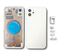 DHLK® Chassis Arriere en Vitre Compatible avec iPhone 12 Back Cover Coque + Tiroir SIM + Autocollant de Batterie (Blanc)