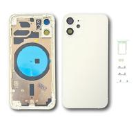 DHLK® Chassis Arriere en Vitre Compatible avec iPhone 12 Mini Back Cover Coque + Tiroir SIM + Autocollant de Batterie (Blanc)