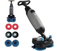 DHMYYXGS Autolaveuse Professionnelle Compacte,Nettoyeur Et Laveuse Sols,2 Brosses Motorisées 45 Cm & Réservoirs Séparés 4L/6L,36V 10,5Ah Batterie,pour Carrelage & Sols Durs,Efficace Grey