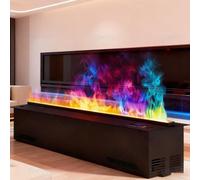 DHMYYXGS CheminéE Vapeur Eau 3D Encastrable,Couleurs Et Vitesse Flammes RéGlables,Humidificateur,Remplissage Automatique,avec TéLéCommande Tactile 9colors-80CM